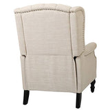 CHRISTOPHER KNIGHT HOME GDF Studio Elizabeth Tufted Fabric Recliner, Vintage Reclining Reading Armchair, Light Beige GDFStudio