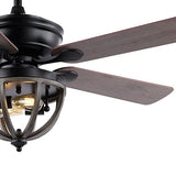 JONATHAN Y JYL9613A Jasper Farmhouse Industrial Iron Dome Shade LED Ceiling Fan with Remote, for Bedroom, Living Room, Dining Room 52" 2 Light, Black JONATHAN Y