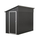 YOPTO 4×8 FT Outdoor Metal Storage Shed,Heavy-Duty Lean to Storage Shed with Floor Base,Garden Tool Metal Storage House W/Lockable Door and 2 Air Vents,Weather Resistant,for Backyard,Patio,Lawn,Black YOPTO