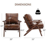 Bonzy Home Faux Leather Accent Chair for Living Room,Upholstered Armchair with Cushions and Solid Wood Frame, Mid-Century Modern Lounge Chair for Bedroom or Office Bonzy Home