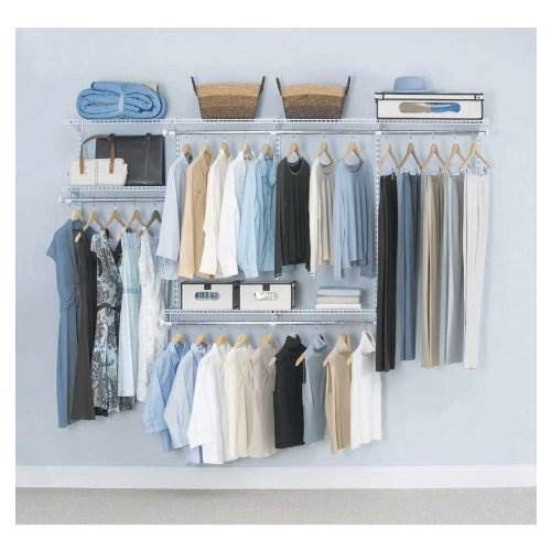 Rubbermaid Configurations Custom Closet Kit, 4-8 Ft. Adjustable Metal Wire Shelving, White Finish, Expandable Organization System, Hardware Included, for Home Closet/Pantry/Laundry/Mudroom Rubbermaid