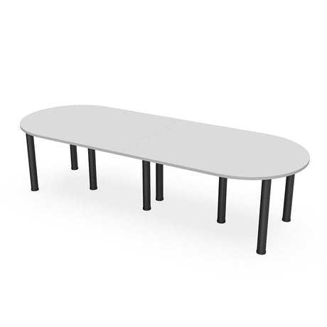 SKUTCHI DESIGNS INC. 12 Foot Racetrack Conference Table with Matte Black Post Legs | Harmony Series | 12 Person Table | Light Gray SKUTCHI DESIGNS INC.