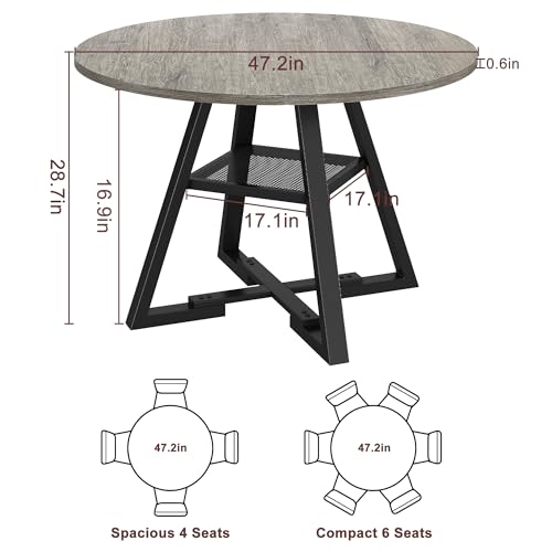 Jocoevol Round Dining Table Set for 4, Kitchen Table, Circle Table, Dining Room Table, Space Saving Dinner Table for Kitchen & Dining Room, 47In (Pedestal Base) - WoodArtSupply