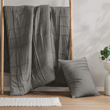 Comfort Spaces Grey Twin Size Duvet Cover Set - 2 Pieces Pintuck Pleated Duvet Cover All Season Lightweight, Extra Softness Pre-Washed Microfiber Twin Bedding Cover Shams, Twin/Twin XL Comfort Spaces