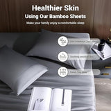 Shilucheng Queen Sheet Sets, Blend Rayon Derived from Bamboo, Breathable & Cooling Bed Sheets 4 Piece, Deep Pocket Up to 16", Hotel Silky Bedding for Hot Sleepers, Dark Grey