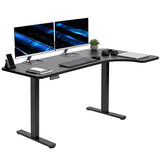 VIVO Electric Corner 58 x 35 in Dual Motor L Shape Motorized Stand Up Desk, Memory Height Adjustment, Reversible Black Top, Black Frame, DESK-KIT-E2RB VIVO