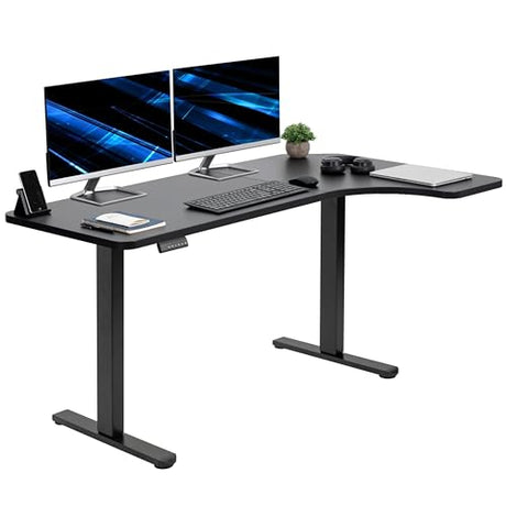 VIVO Electric Corner 58 x 35 in Dual Motor L Shape Motorized Stand Up Desk, Memory Height Adjustment, Reversible Black Top, Black Frame, DESK-KIT-E2RB VIVO