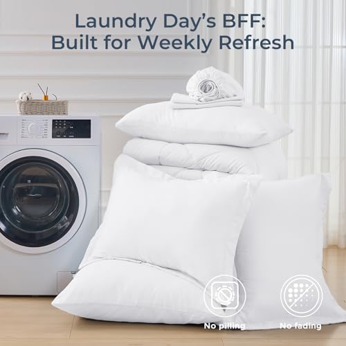 HEVUMYI White Queen Comforter Set - 7-Piece All Season Bed in a Bag Queen, Ultra Soft Bedding Set with Comforter, Flat Sheet, Fitted Sheet, Pillowcases, Pillow Shams HEVUMYI