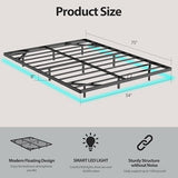 Arhomefurni Floating Bed Frame with Smart LED Lights Metal Platform Bed Easy Assembly No Box Spring Needed (Full) Arhomefurni