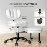 Cross Legged Office Chair, Ergonomic Cloud Criss Cross Desk Chair, Meditation Chair with Wheels, Height Adjustable Seat for ADHD, Wide Kneeling Chair with Back Support HOMRELEXA