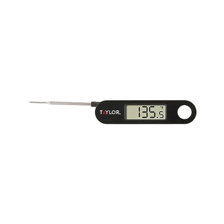 Taylor 1476 Instant Read Digital Meat Food Grill BBQ Cooking Kitchen Thermometer, Tailgating and Grilling Compact Folding Probe, Black Taylor