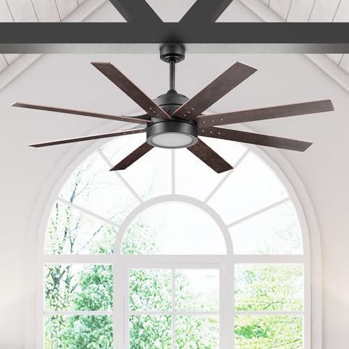 Honeywell Ceiling Fans Xerxes Modern 62 Inch Ceiling Fan with Light, LED Fan with Remote Control, Indoor Fan, 8 Contemporary Blades with Dark Wood and Pine Finish Options, Bronze (51926-01) Honeywell