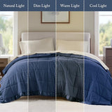 Madison Park Windom Down Alternative Blanket, Premium 3M Scotchgard Moisture Wicking Treatment, Lightweight and Soft Bed Cover For All Season, Satin Trim, Navy Full/Queen Madison Park
