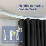cbsroro Room Divider Ceiling Mounted Curtains Track Sets Extra Wide Blackout Curtain Flexible Tracks for Bedroom Privacy Partition Separator, 1 Panel Black Drape and White Rail, W8.3 x H8ft cbsroro