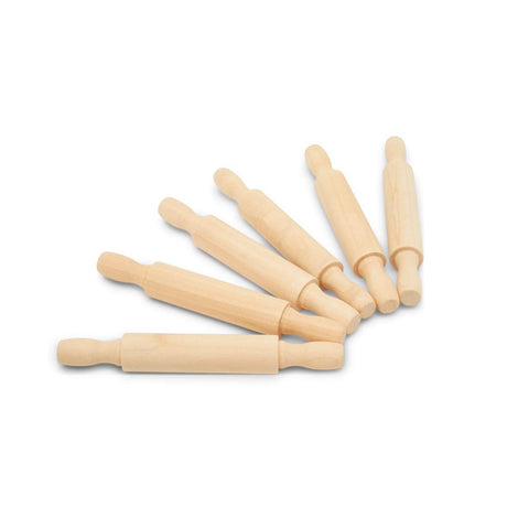 Wooden Mini Rolling Pin, 5 Inches Long, Pack of 6, Great for in The Kitchen, Play-doh, Crafting and Imaginative Play, by Woodpeckers Woodpeckers