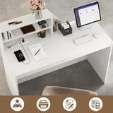 TUSY 42.2" H Modern Reception Desk - Small Front Desk with Adjustable LED Light, Reception Room Table with Built-in USB Outlet for Salon, Lobby (47.2" W x 19.69" D x 42.2" H)