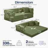 GEARIVY Folding Sofa Bed Convertable Corduroy Couch King Size Floor Sleeper 4-in-1 DIY Combination Modular Sofa Fold Out Futon Lounge Comfy Foldable Lazy cama for Living Room GEARIVY