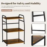 Vividwood Printer Stand - Large 3 Tier Printer Table with Adjustable Storage Shelf - Rolling Printer Cart with Wheels -Stable Desk for Printer Home Office Use (Rustic Brown) Vividwood