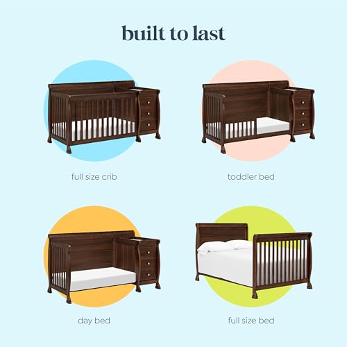 DaVinci Kalani 4-in-1 Convertible Baby Crib & Changing Table Combo - GREENGUARD Gold Certified - Toddler Bed, Daybed, Full-Size Bed Conversion - 4 Adjustable Mattress Heights - White