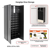 Prepac HangUps 30" Shoe Storage Cabinet, Cabinet Wall Mount, Wall Cabinet Storage for Shoes with 40 Cubbies, Ideal for Utility Room, Garage and Bedroom, 30" W x 72" H x 16" D, White Prepac