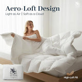 Goose Down Fiber Comforter Queen Size – All-Season Hotel Quality Duvet Insert, High Fill Power, Ultra Soft 100% Cotton, Box-Stitched, Breathable, Lightweight Luxurious White Bedding, 90"x 90" Sittova