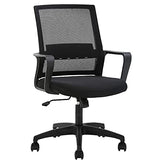 FDW Office Chair Ergonomic Desk Chair Mid-Back Mesh Computer Chair Lumbar Support Comfortable Executive Adjustable Rolling Swivel Task Chair with Armrests,Black FDW