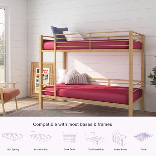 NapQueen 5 Inch Twin Memory Foam Mattress, Medium Feel, CertiPUR-US Certified, Bed in a Box, Breathable Soft Fabric Cover, Pink NapQueen