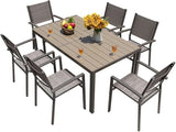 Homall Patio Dining Set 7 Pieces Outdoor Furniture Table and 6 Textilene Chairs, Light Grey Homall