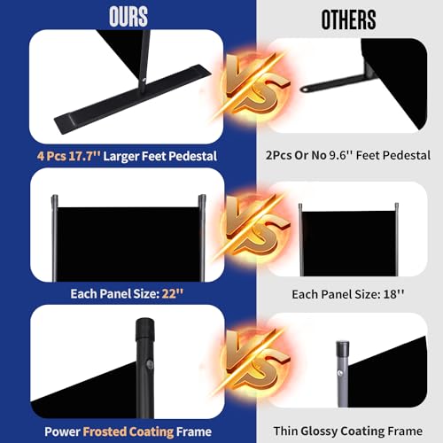Room Divider and Folding Privacy Screens 6 Panel, 11 Ft Wide Room Partitions Dividers, Portable Room Divider Screen for Room Separtition, Folding Wall Dividers for Rooms, Office, Bedroom, Studio Black HOMSCREENER