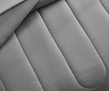Maple&Stone Full Size Comforter Set 7 Pieces Bed in a Bag - Down Alternative Bed Set with Sheets, Pillowcases & Shams, Soft Reversible Duvet Insert,Grey Maple&Stone