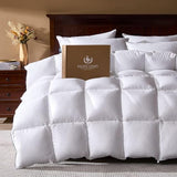 Pacific Coast Goose Feather Down Comforters Twin Size, 100% Cotton Extra Fluffy White Duvet Insert, Soft, Breathable, All Season Hotel Luxury Bedding Comforters, 8 Corner & Center Loops (68"x90") Pacific Coast