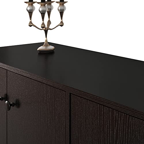 Panana Sideboard Buffet Cabinet Kitchen Storage Cabinet Living Room 4 Doors Console Table (Black) - WoodArtSupply