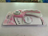 45mm Rotary Cutter with 5pcs Extra Blades, Ergonomic Handle Rolling Cutter with Safety Lock for Fabric, Leather, Crafting, Sewing, Quilting, Fabric Rotary Cutter Perfect for Left & Right Hand(Pink) Headley Tools