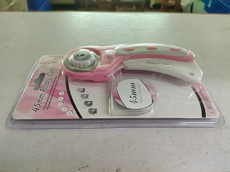 45mm Rotary Cutter with 5pcs Extra Blades, Ergonomic Handle Rolling Cutter with Safety Lock for Fabric, Leather, Crafting, Sewing, Quilting, Fabric Rotary Cutter Perfect for Left & Right Hand(Pink) Headley Tools