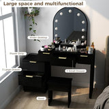 ACAGALA Modern Vanity Desk Chair Set with Mirror Light Fashionable Makeup Table with Glass Top Multi Drawers for Home Bedroom Salon Example: Adidas Blue Sneakers (Black) ACAGALA