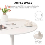 SoarTalent 3-Pieces 31.5" Round Dining Table Set for 2, White Dining Table & Boucle Upholstered Dining Chairs Set of 2 for Kitchen Dining Room Apartment Small Space(White-Gold Leg Chair) SoarTalent