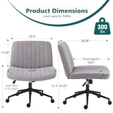 OLIXIS Criss Cross Chair with Wheels Wide Cross Legged Office Desk Vanity Chair Comfy Fabric Armless Adjustable Swivel for Home Computer Task Gray OLIXIS