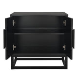 conifferism Modern Black Night Stand 24" Wide with Solid Wood Doors, Bedroom Nightstand 24" Tall Bedside Tables, Mid Century Vintage Fluted Sofa End Side Table Living Room conifferism