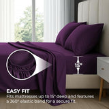 Pure Bedding Bed Sheets - Full Sheet Set [4-Piece, Purple] - Hotel Luxury 1800 Brushed Microfiber - Soft and Breathable - Deep Pocket Fitted Sheet, Flat Sheet, Pillow Cases Pure Bedding