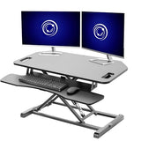 VIVO Extra Wide 38 inch Corner Desk Converter, K Series, Height Adjustable Sit to Stand Riser, Dual Monitor and Laptop Workstation with Wide Keyboard Tray, Black, DESK-V000KL VIVO