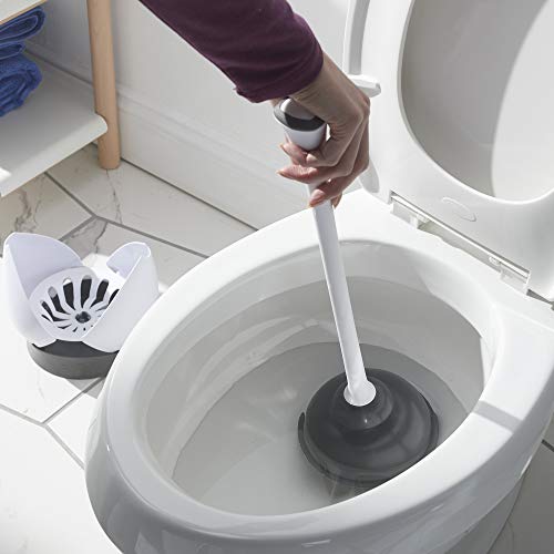 Clorox Toilet Plunger with Hideaway Caddy – Toilet Plunger for Bathroom, Bathroom Organizers & Storage, Bathroom Accessories, Toilet Unclogger, Plunger with Holder CLOROX