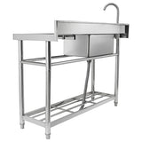 VEVOR Stainless Steel Utility Sink, Free Standing Single Bowl Commercial Kitchen Sink Set w/Workbench, 47 x 19.7 x 37.4 in Commercial Single Bowl Sinks for Garage, Restaurant, Laundry, NSF Certified VEVOR