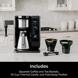 Ninja Hot and Cold Brewed System, Tea & Coffee Maker, with Auto-iQ, 6 Sizes, 5 Styles, 5 Tea Settings, 50 oz Thermal Carafe, Frother, Coffee & Tea Baskets, Dishwasher Safe Parts, Black, CP307 Ninja