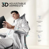 Hbada E3 Air Ergonomic Office Chair, Big and Tall Office Chair - with 3-Zone Dynamic Lumbar Support, 3D Adjustable Headrest, 3D Adjustable Armrests, Swivel, Grey(No Footrest) Hbada