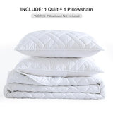 HORIMOTE HOME Quilt Set Twin Size White, Classic Geometric Diamond Stitched Pattern, Ultra Soft Microfiber Lightweight Bedding Set Bedspread Coverlet for All Season (1 Quilt and 1 Pillow Sham) HORIMOTE HOME