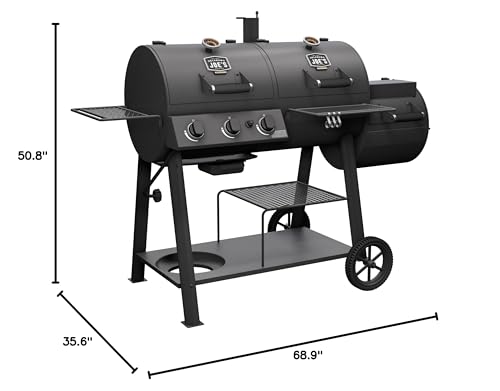 OKLAHOMA JOE'S® Canyon™ Charcoal and Propane Gas Combination Smoker and Grill, Black Steel, 24203004 Oklahoma Joe's