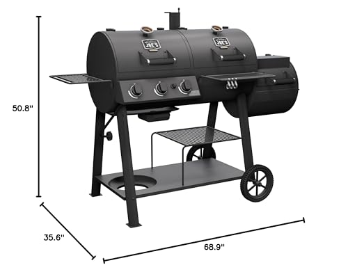 OKLAHOMA JOE'S® Canyon™ Charcoal and Propane Gas Combination Smoker and Grill, Black Steel, 24203004