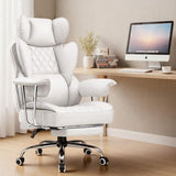 COMHOMA Big and Tall Gaming Chair with Pocket Spring Lumbar Support, Ergonomic Office Chair with Footrest, Executive Desk Chair with Outward Fixed Soft Armrests, Computer Chair with High Back, White COMHOMA