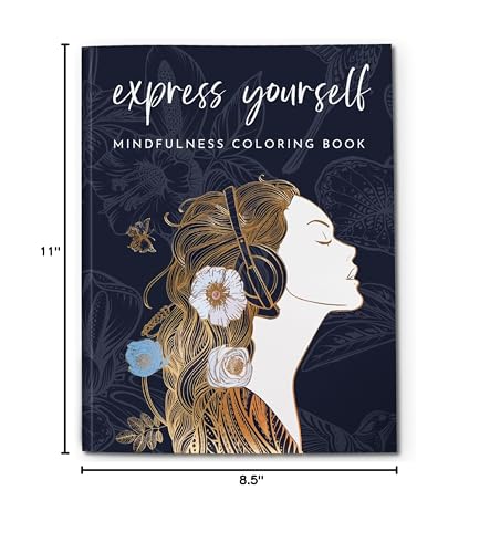 RYVE Adult Coloring Book for Women - Mindfulness Coloring Book with Personal Growth Prompts - Coloring Book for Adults Relaxation, Coloring Book Adult, Mindfulness Gifts, Relaxation Gifts for Women RYVE