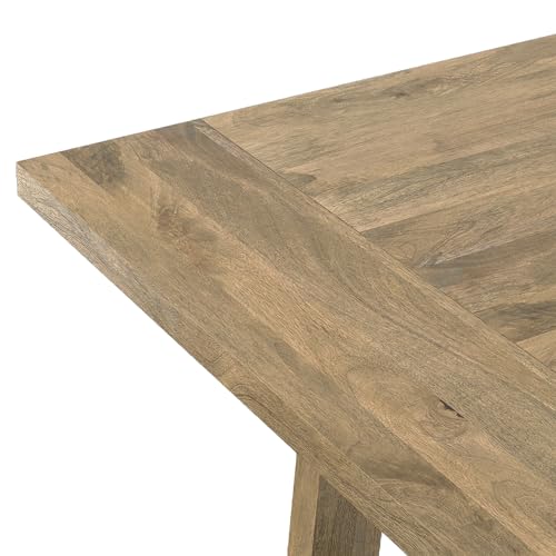 SIMPLIHOME Whitley Dining, Solid Mango Wood Farmhouse-Style Rectangular Kitchen Table in Grey Wash for 4 to 8 People, 72 inches SIMPLIHOME